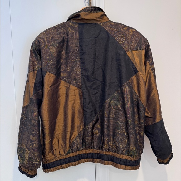 Vintage Lavon Women’s Black & Gold Copper Paisley Print Jacket Size Medium - Picture 3 of 6